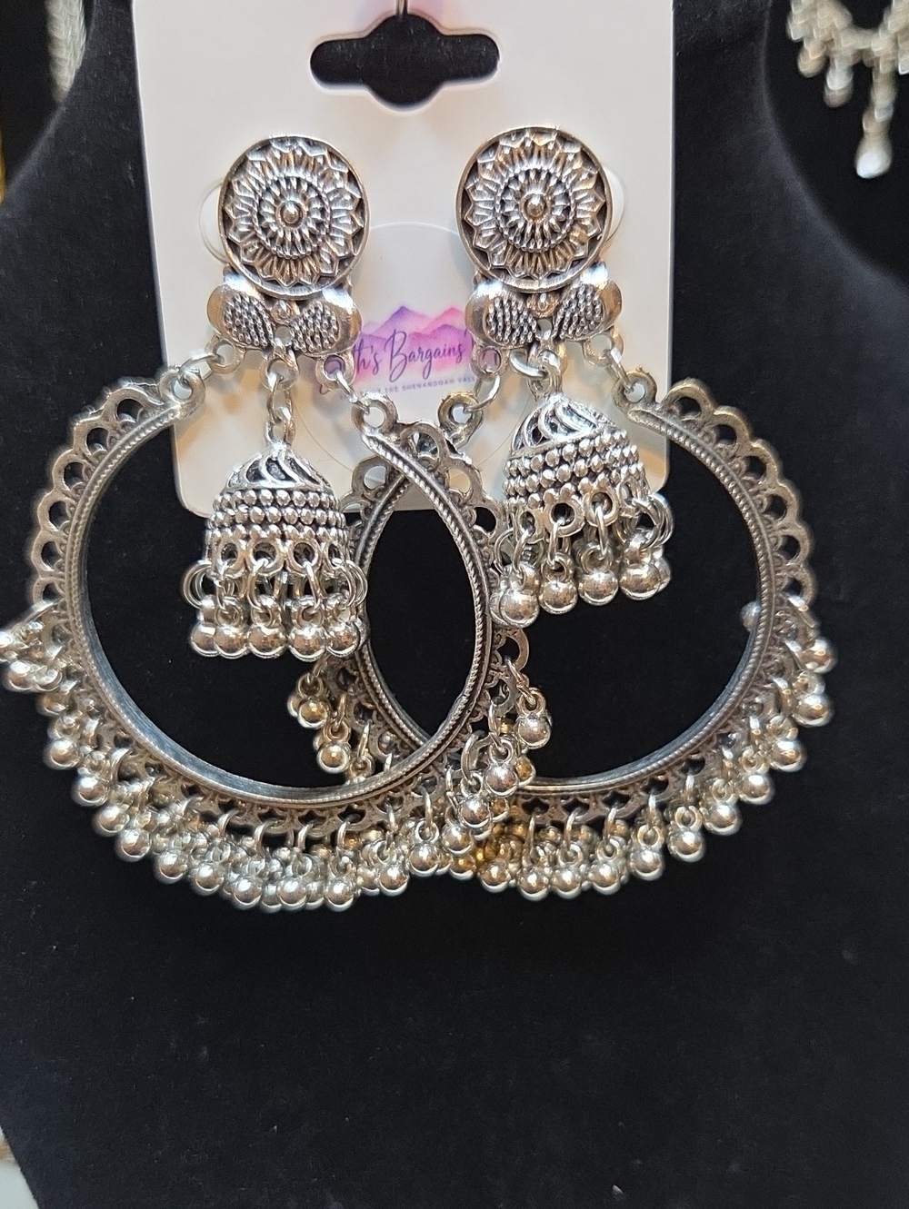 Silver-Tone Jhumka Hoop Earrings - Women Jewelry